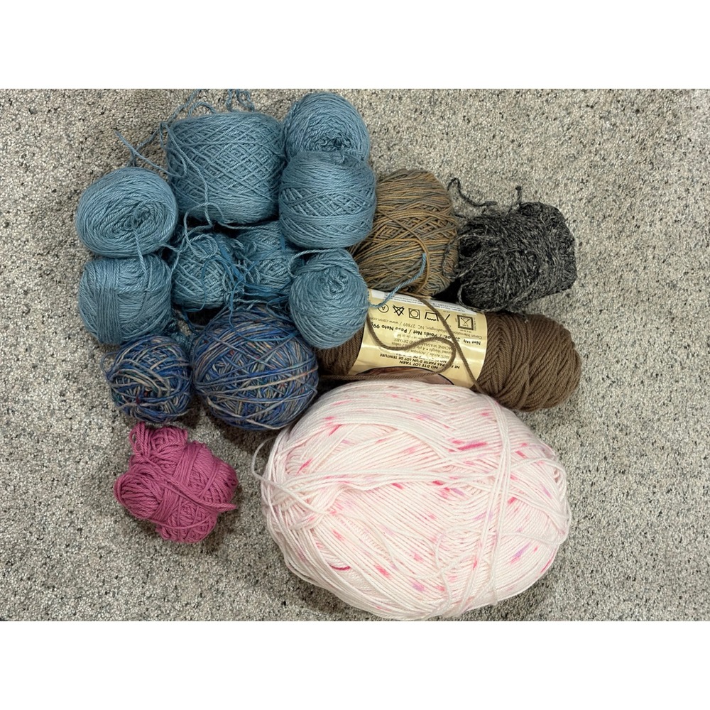 Mixed Yarn Lot 2lbs Caron Acrylic Speckled Blue Brown Magenta Crochet Knitting